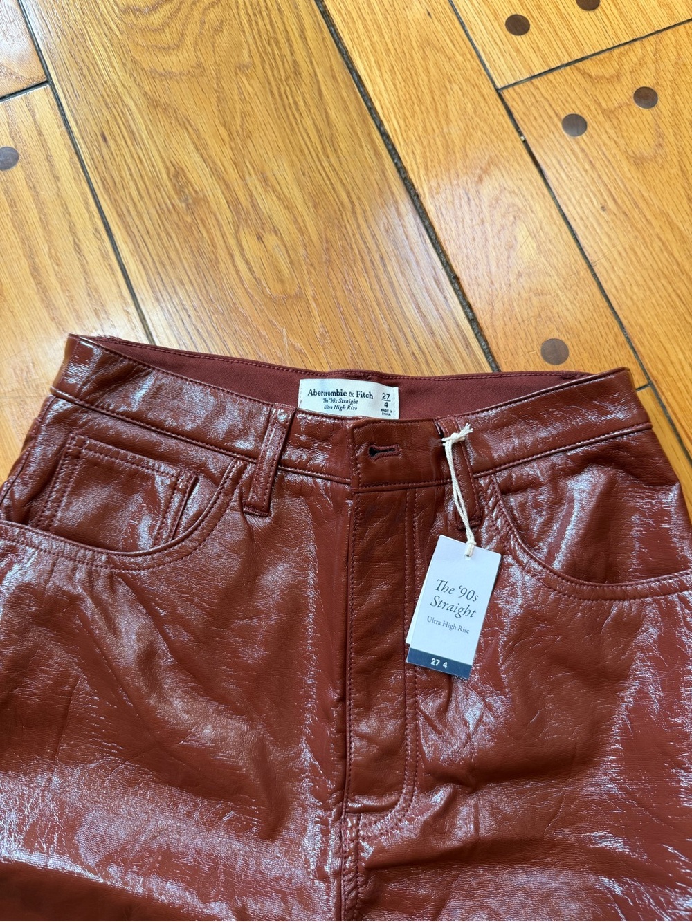 Abercrombie 90s straight vegan leather pants - Picture 2 of 3